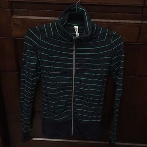 Blue and green stripe lulu lemon workout jacket